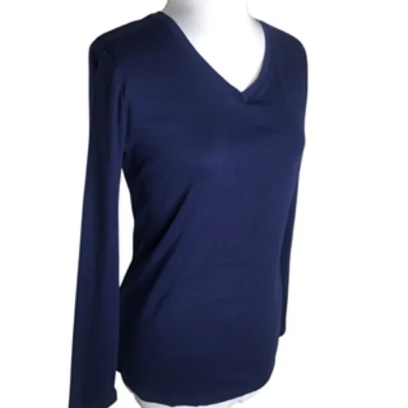 NWOT Faded Glory Long Sleeve V-Neck Navy Tee Size XL (16-18) - Picture 1 of 5